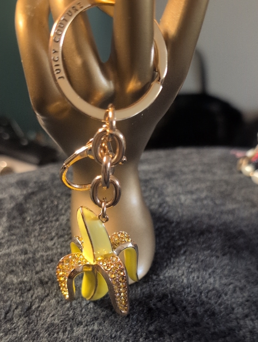 Juicy Couture Yellow & Gold Banana Charm Keychain NWT
